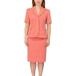 Vintage Pendleton 12 Coral Tapestry 2 Piece Suit Blazer Midi Skirt Professional